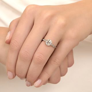 Art Deco Style 1.09 Carat Diamond Engagement Ring - GIA H SI1
