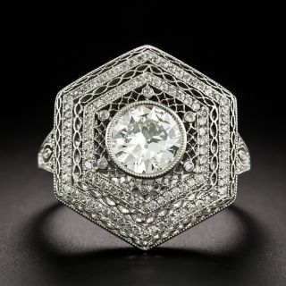 Art Deco Style 1.11 Carat Diamond Hexagonal Ring - 3