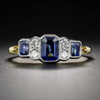 Art Deco Style  1.11 ct Sapphire and Diamond Ring - 2