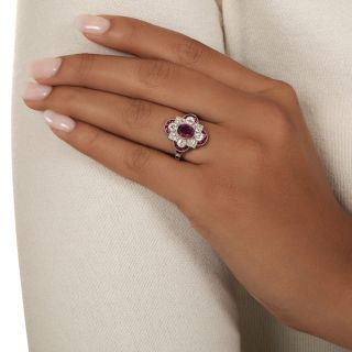 Art Deco Style 1.14 Carat No-Heat Burmese Ruby and Diamond Ring - GIA 