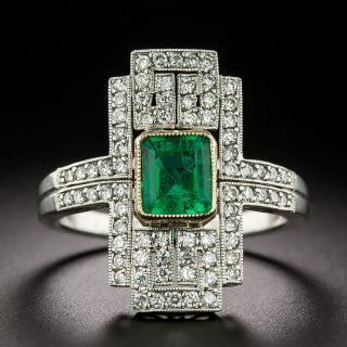 Art Deco-Style 1.16 Carat Emerald and Diamond Ring - GIA - 3