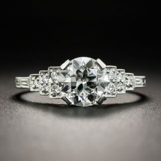 Art Deco Style 1.18 Carat European-Cut Diamond Engagement Ring - GIA G VS2 - 1