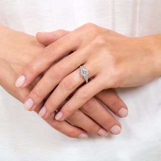 Art Deco Style 1.18 Carat European-Cut Diamond Engagement Ring - GIA G VS2