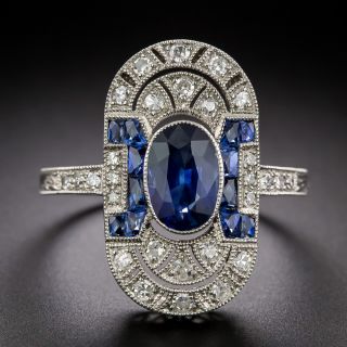 Art Deco-Style 1.22 Carat Sapphire and Diamond Dinner Ring - 3