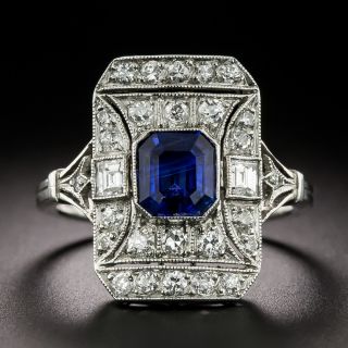 Art Deco-Style 1.26 Carat Sapphire and Diamond Ring -  GIA - 2