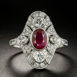 Art Deco Style 1.29 Carat Ruby and Diamond Dinner Ring - 3