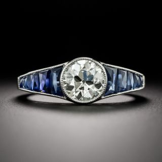 Art Deco-Style 1.33 Carat Diamond and Sapphire Engagement Ring - 3