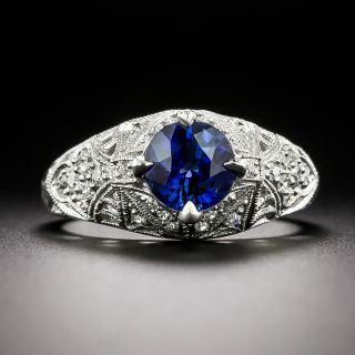 Art Deco-Style 1.42 Carat Sapphire and Diamond Ring - 2
