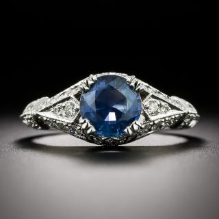 Art Deco-Style 1.43 Carat Sapphire and Diamond Ring - GIA  - 2