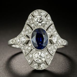 Art Deco Style 1.49 Carat Sapphire and Diamond Dinner Ring - 2