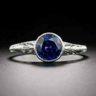 Art Deco-Style 1.50 Carat Sapphire and Diamond Ring - GIA  - 2