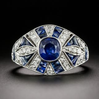 Art Deco-Style 1.50 Carat Sapphire and Diamond Ring - 2