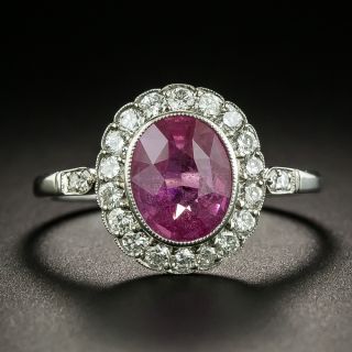 Art Deco Style 1.76 Natural No-Heat Pink Sapphire and Diamond Ring - 2