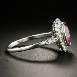 Art Deco Style 1.76 Natural No-Heat Pink Sapphire and Diamond Ring