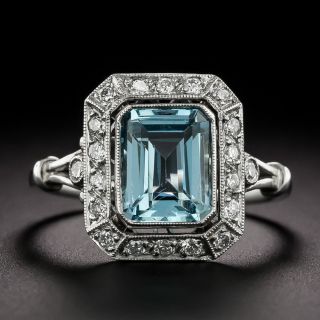 Art Deco-Style 1.77 Carat Aquamarine and Diamond Ring - 3