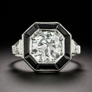 Art Deco-Style 2.04 Carat Diamond and Onyx Ring - GIA  K VVS2 - 3