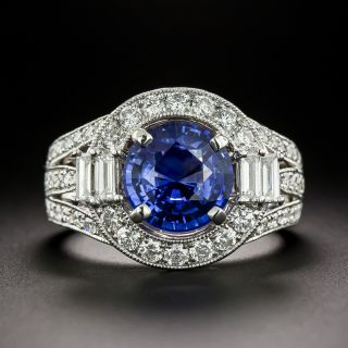 Art Deco Style 3.25 Carat Sapphire and Diamond Ring - 3