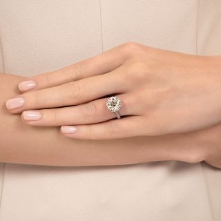 Art Deco Style 3.41 Carat European-Cut Diamond Ring - GIA L VS2