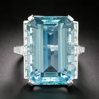 Art Deco-Style 35.62 Carat Aquamarine and Diamond Ring - 3