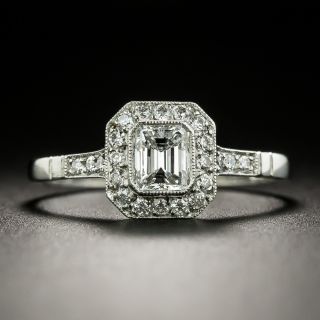 Art Deco Style .49 Carat Emerald-Cut Diamond Engagement Ring - 3