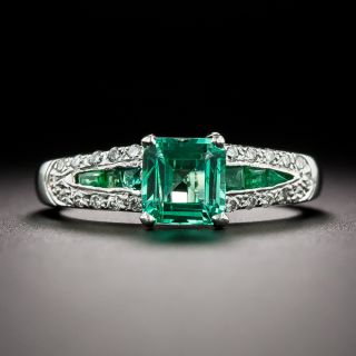 Art Deco-Style .68 Carat Emerald and Diamond Ring - 3