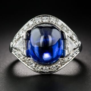 Art Deco-Style 9.60 Carat No-Heat Burma Sapphire and Diamond Ring - 6