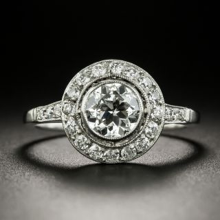 Art Deco Style .90 Carat Diamond Halo Engagement Ring - 2