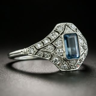 Edwardian Style Aquamarine and Diamond Ring