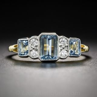 Art Deco-Style Aquamarine and Diamond Ring - 1