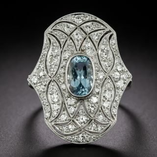 Art Deco-Style Aquamarine and Diamond Ring - 2