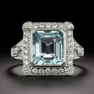  Art Deco-Style Aquamarine and Diamond Ring - 3