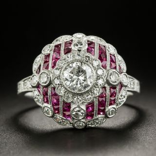 Art Deco Style Diamond and Calibre Ruby Ring - 3