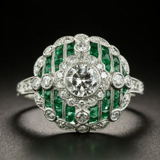 Art Deco Style Diamond and Emerald Ring - 2