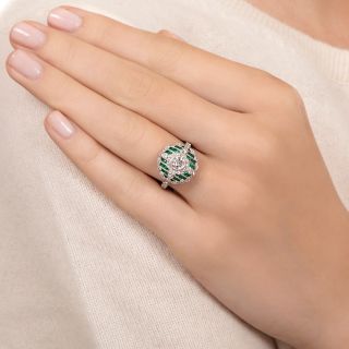 Art Deco Style Diamond and Emerald Ring