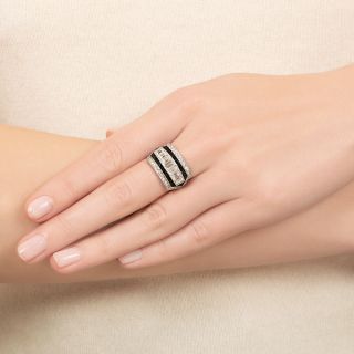 Art Deco-Style Diamond and Onyx Band Ring