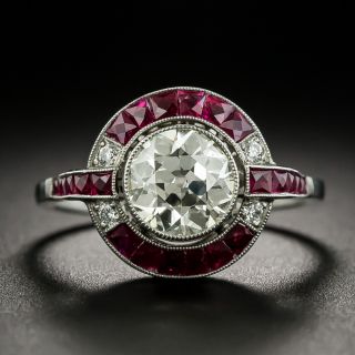 Art Deco Style Diamond and Ruby Halo Ring - 3