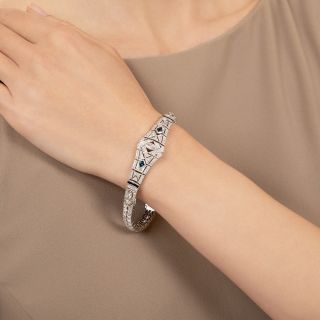 Art Deco-Style Diamond and Sapphire Bracelet