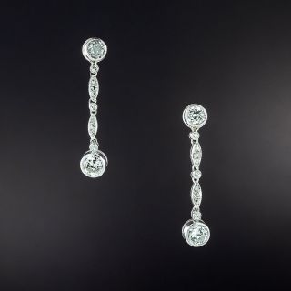 Art Deco Style Diamond Dangle Earrings - 2