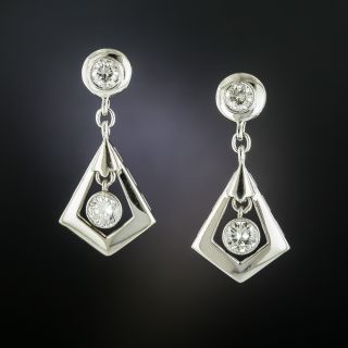 Art Deco Style Diamond Dangle Earrings - 2