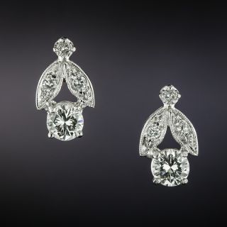 Art Deco-Style Diamond Flower Earrings - 3