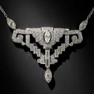 Art Deco Style Diamond Plaque Necklace - 1