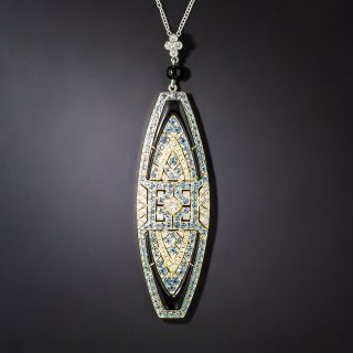Art Deco-Style Diamond, Sapphire, and Onyx Necklace - 3