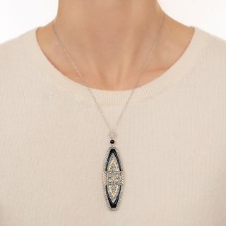Art Deco-Style Diamond, Sapphire, and Onyx Necklace