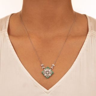 Art Deco-Style Emerald and Diamond Necklace