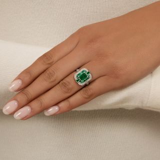 Art Deco-Style Emerald and Diamond Ring