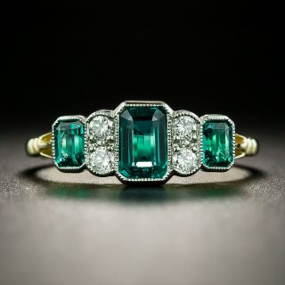 Art Deco Style Emerald and Diamond Ring - 9