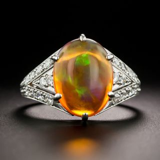 Art Deco-Style Fire Opal And Diamond Ring - 3