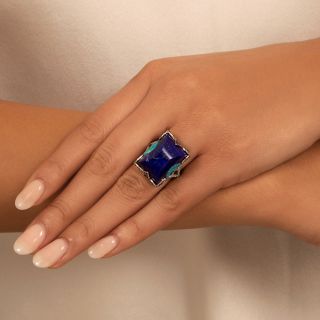 Art Deco-Style Lapis and Turquoise Tutti Frutti Ring