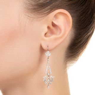 Art Deco-Style Long Diamond Dangle Earrings