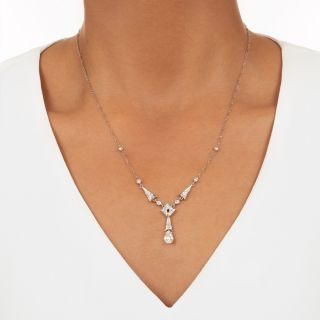 Art Deco-Style Necklace with 1.27 Carat Pear-Shaped Diamond Drop - GIA L VS1